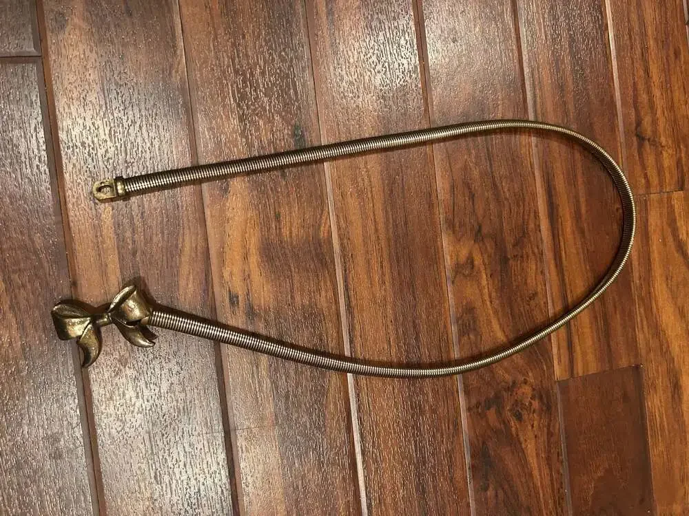 Vintage Brass Tone Bow Metal Snake Chain Stretch Belt, 33” coquette retro girly